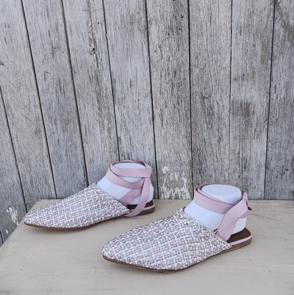 Jeffrey Campbell Sz 8.5 Khaleesi Woven Ankle Tie Mule In Lilac Mlti Women - Picture 2 of 9